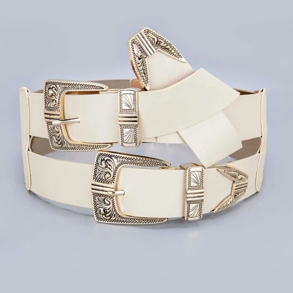 Wide snap Back Double Buckle Belt main image 7